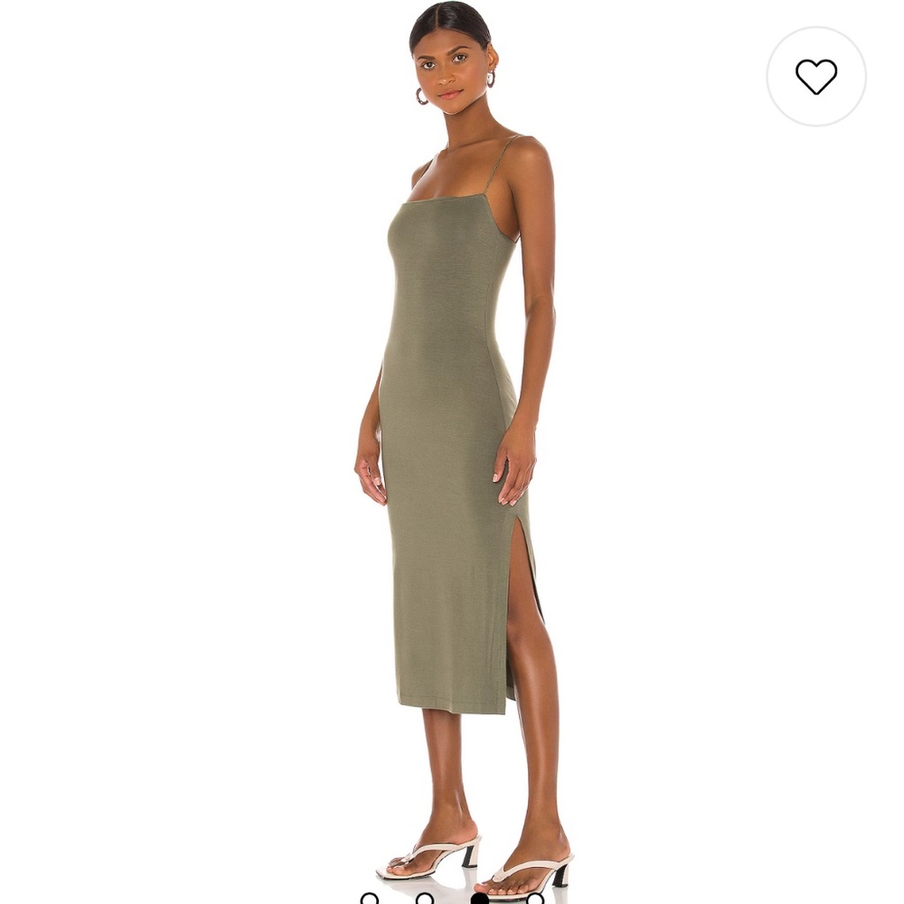 X Revolve Strappy Side Slit Dress in Military